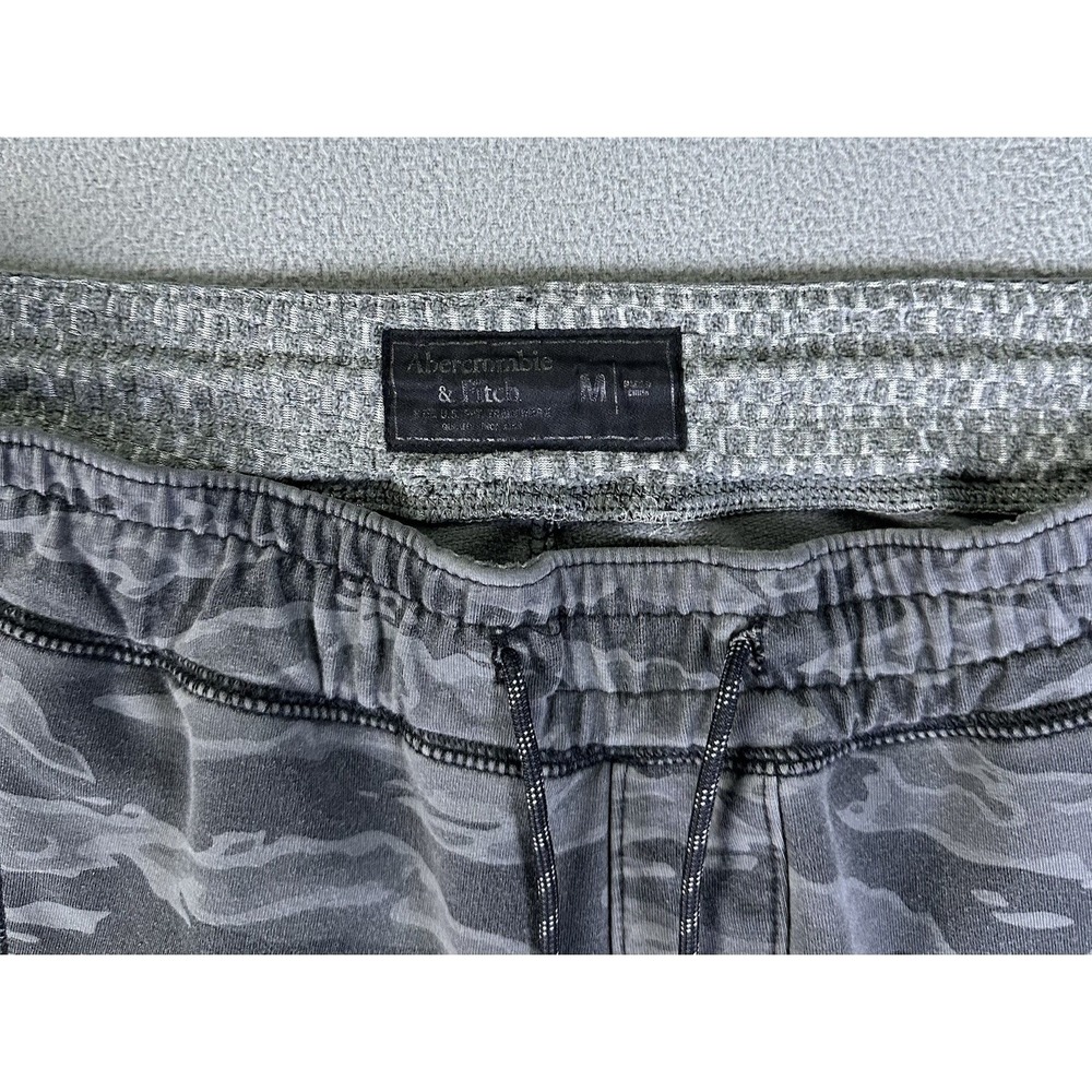 Abercrombie Fitch Joggers Pants Mens Medium Grey Camo Camouflage Fleece Lounge - Picture 8 of 9